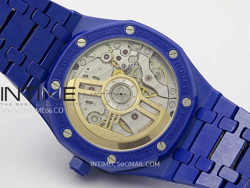 Royal Oak 15500 Blue Ceramic APSF 1:1 Best Edition Blue Dial On Blue Ceramic Bracelet SA4302 Super Clone