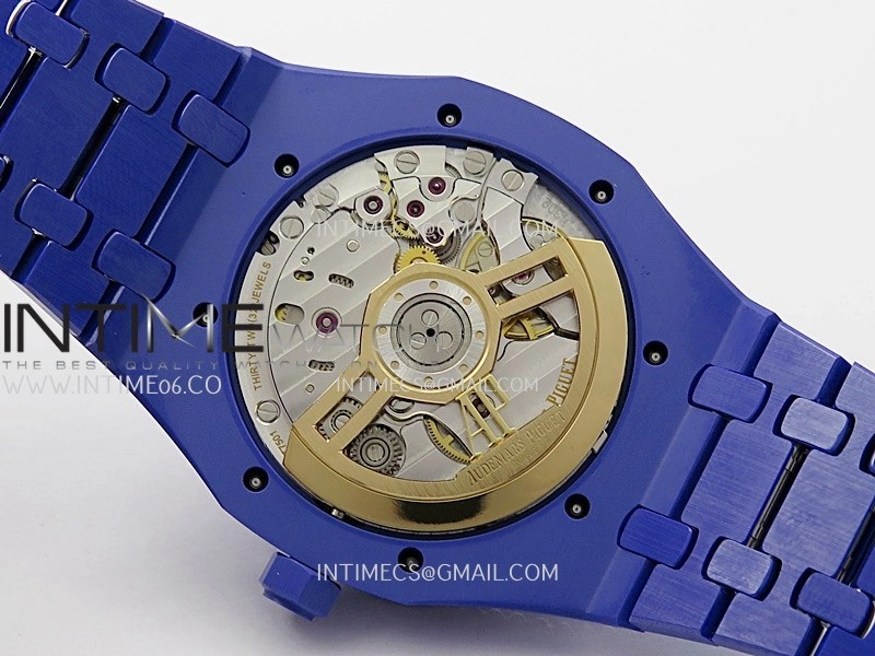 Royal Oak 15500 Blue Ceramic APSF 1:1 Best Edition Blue Dial On Blue Ceramic Bracelet SA4302 Super Clone