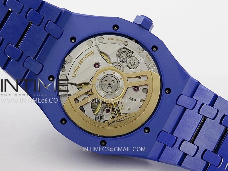 Royal Oak 15500 Blue Ceramic APSF 1:1 Best Edition Blue Dial On Blue Ceramic Bracelet SA4302 Super Clone