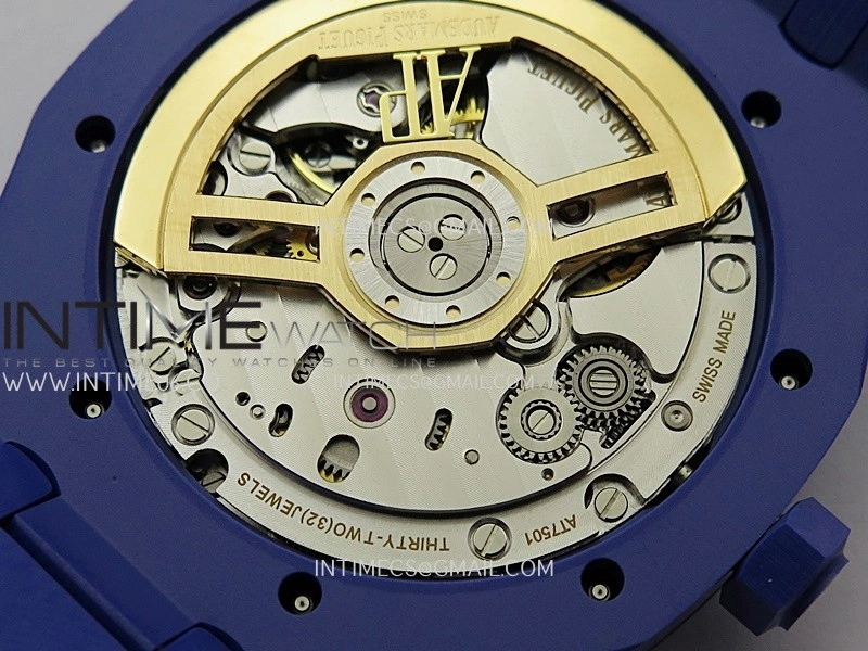 Royal Oak 15500 Blue Ceramic APSF 1:1 Best Edition Blue Dial On Blue Ceramic Bracelet SA4302 Super Clone
