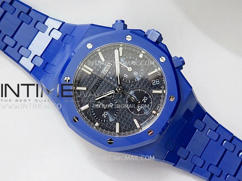 Royal Oak Chrono 26240 Blue Ceramic APSF 1:1 Best Edition Blue Dial On Blue Ceramic Bracelet SA4401 Super Clone