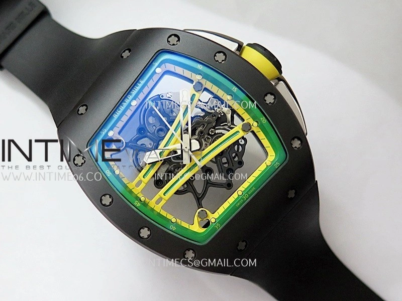 RM061 Black Ceramic APSF 1:1 Best Edition Skeleton Dial On Black Rubber Strap RMUL2 Super Clone