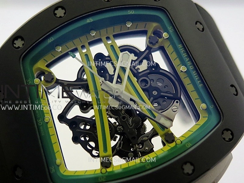RM061 Black Ceramic APSF 1:1 Best Edition Skeleton Dial On Black Rubber Strap RMUL2 Super Clone