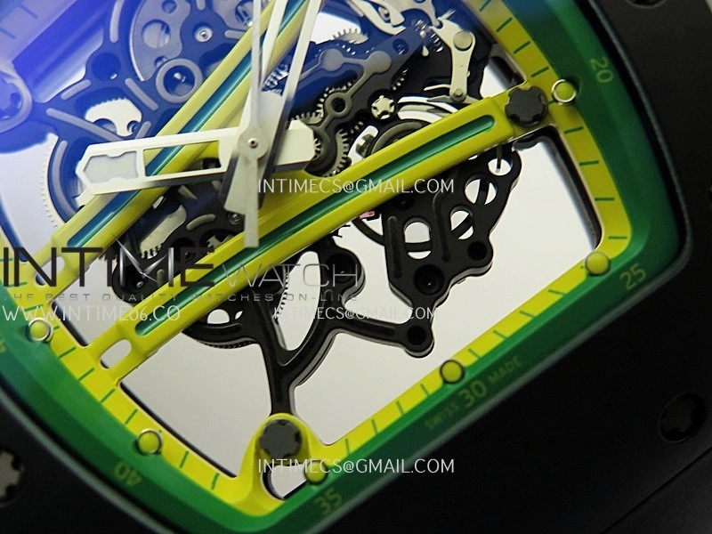 RM061 Black Ceramic APSF 1:1 Best Edition Skeleton Dial On Black Rubber Strap RMUL2 Super Clone