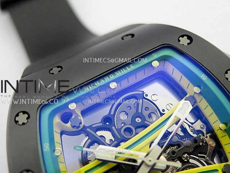 RM061 Black Ceramic APSF 1:1 Best Edition Skeleton Dial On Black Rubber Strap RMUL2 Super Clone