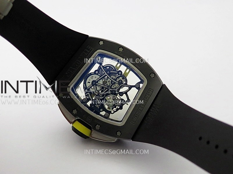 RM061 Black Ceramic APSF 1:1 Best Edition Skeleton Dial On Black Rubber Strap RMUL2 Super Clone