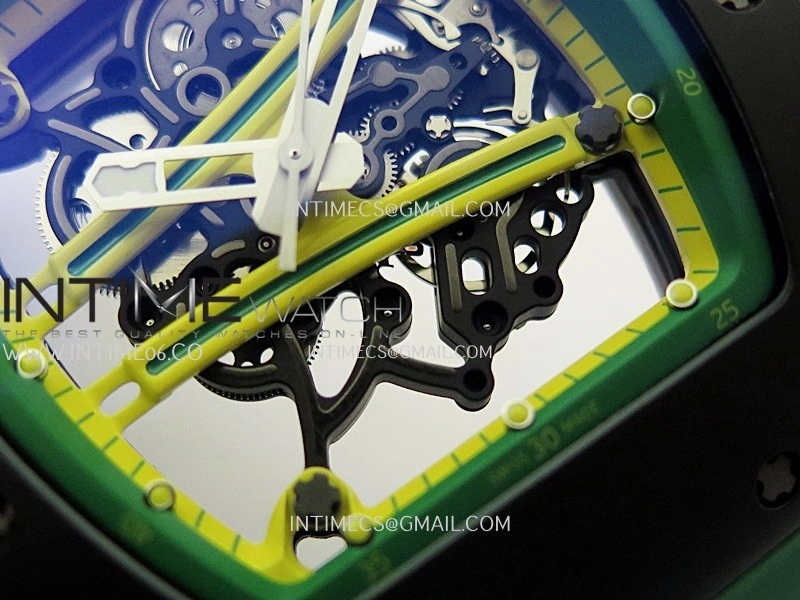 RM061 Black Ceramic APSF 1:1 Best Edition Skeleton Dial On Green Rubber Strap RMUL2 Super Clone