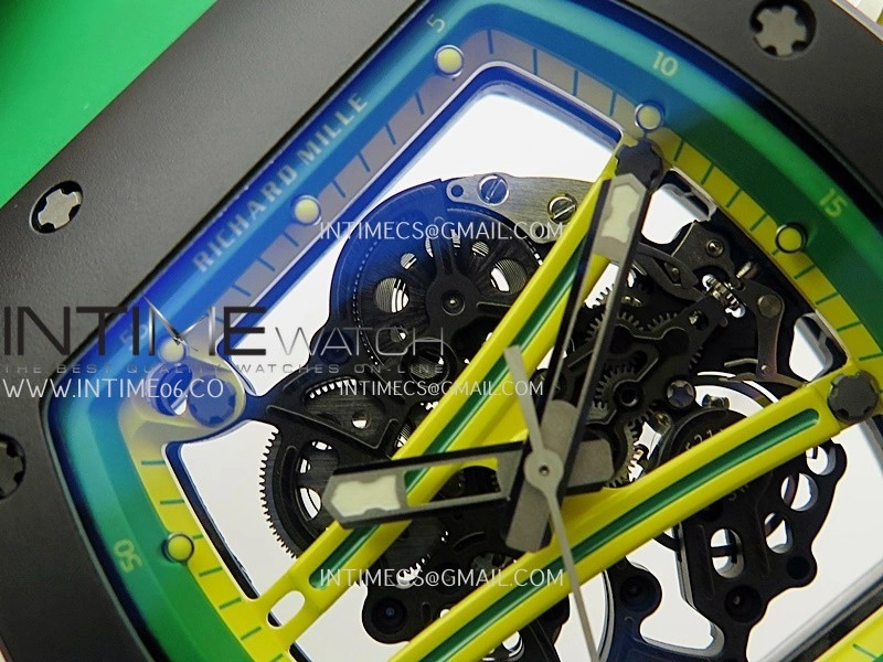 RM061 Black Ceramic APSF 1:1 Best Edition Skeleton Dial On Green Rubber Strap RMUL2 Super Clone