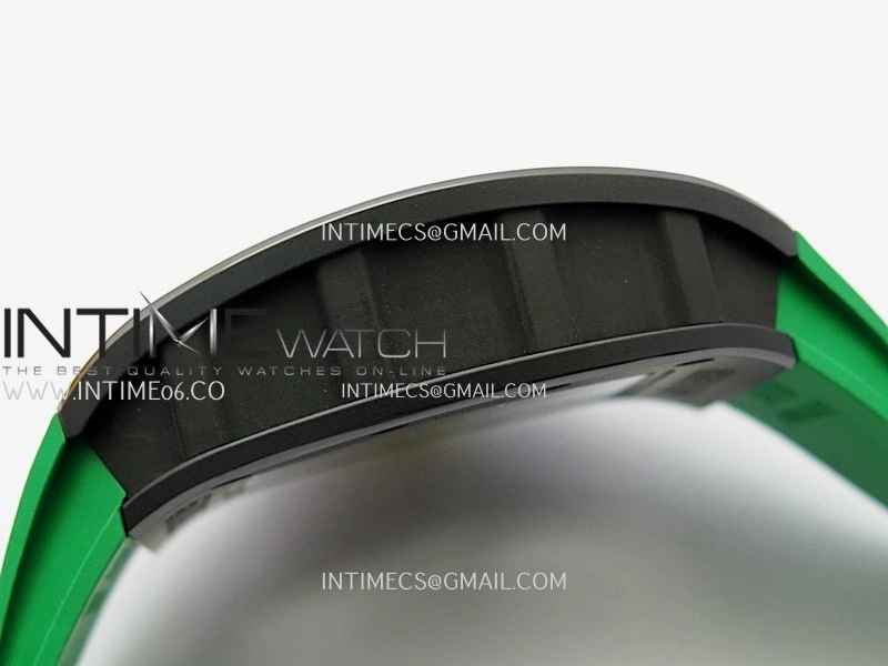 RM061 Black Ceramic APSF 1:1 Best Edition Skeleton Dial On Green Rubber Strap RMUL2 Super Clone
