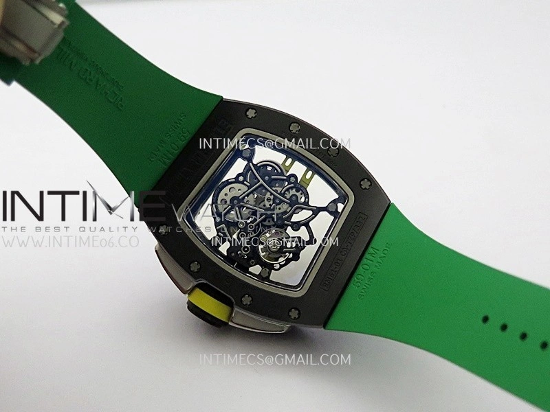RM061 Black Ceramic APSF 1:1 Best Edition Skeleton Dial On Green Rubber Strap RMUL2 Super Clone