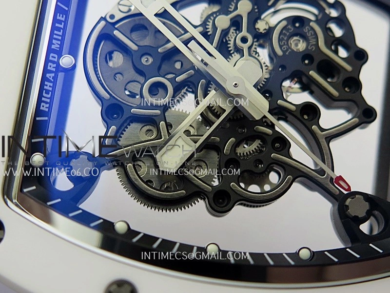 RM055 White Ceramic APSF 1:1 Best Edition Skeleton Dial on White Rubber Strap RMUL2 Super Clone