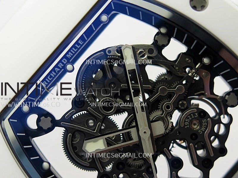 RM055 White Ceramic APSF 1:1 Best Edition Skeleton Dial on White Rubber Strap RMUL2 Super Clone