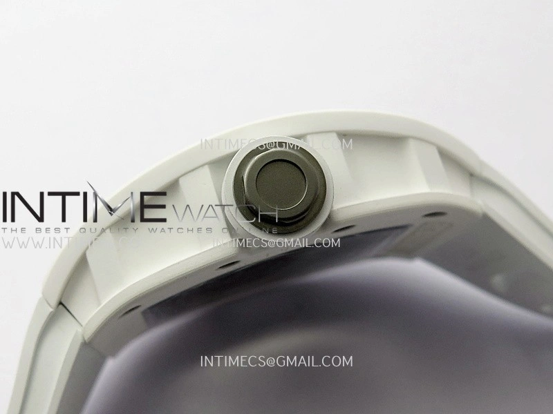 RM055 White Ceramic APSF 1:1 Best Edition Skeleton Dial on White Rubber Strap RMUL2 Super Clone