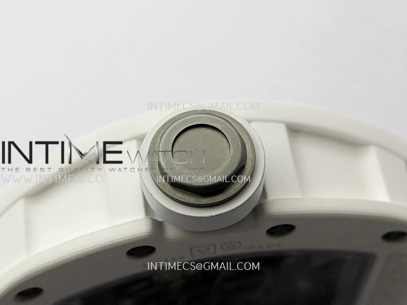 RM055 White Ceramic APSF 1:1 Best Edition Skeleton Dial on White Rubber Strap RMUL2 Super Clone
