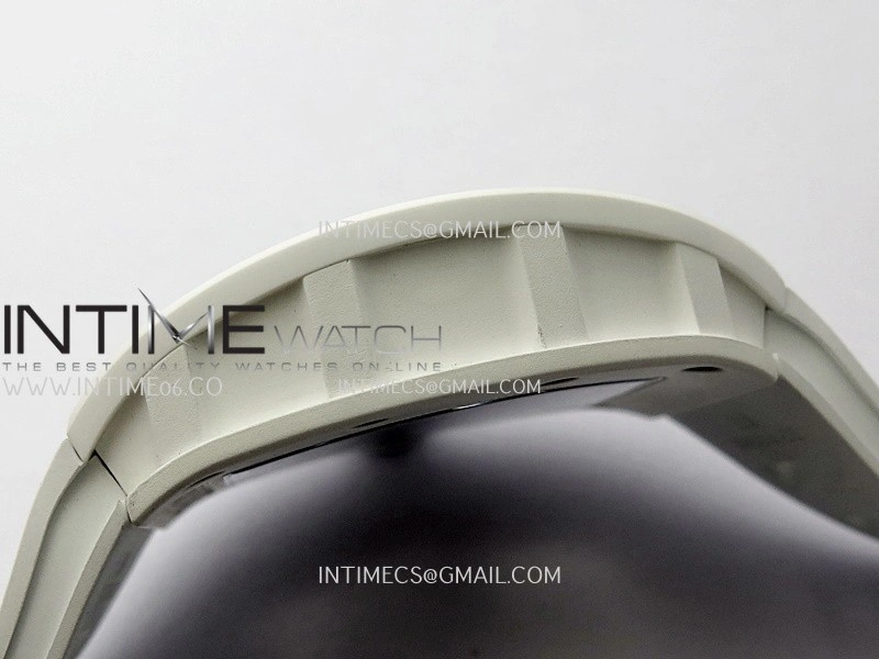 RM055 White Ceramic APSF 1:1 Best Edition Skeleton Dial on White Rubber Strap RMUL2 Super Clone