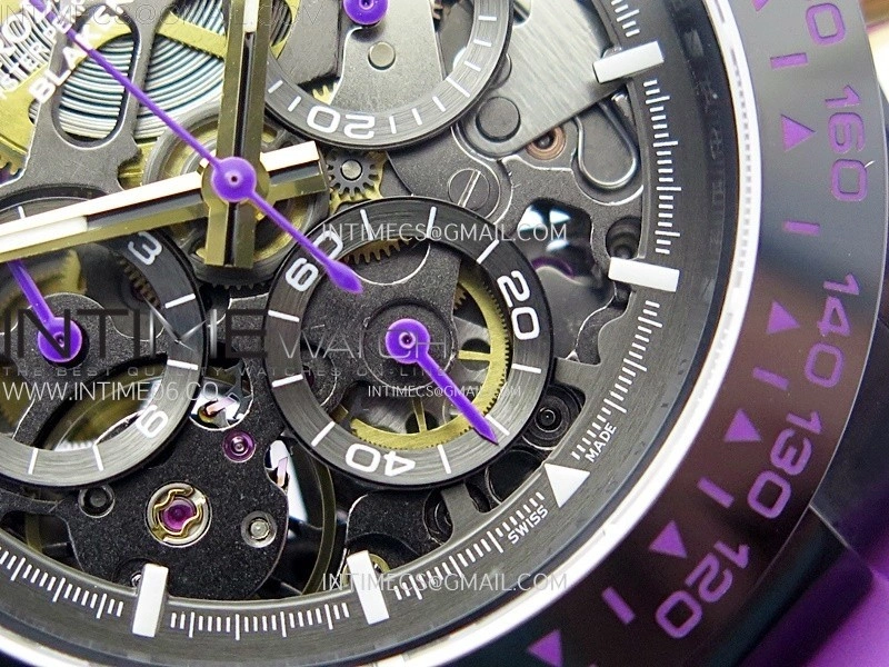 Daytona PVD Ceramic Bezel GETF Best Edition Skeleton Purple Dial on Purple Rubber Strap SA4130