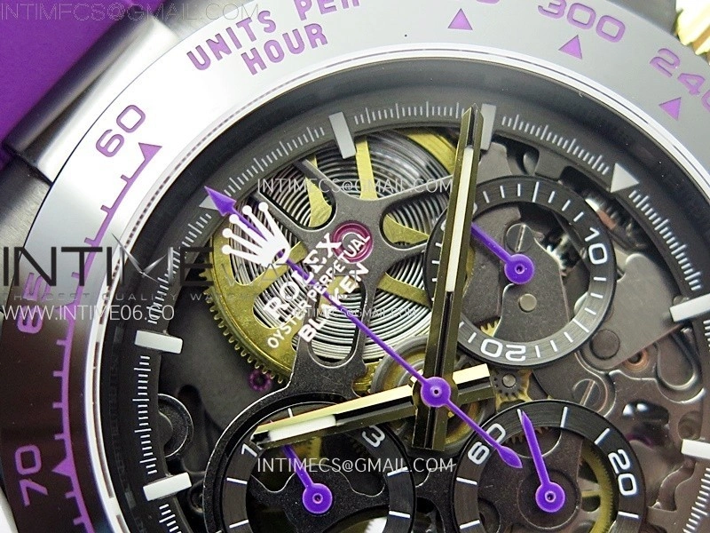 Daytona PVD Ceramic Bezel GETF Best Edition Skeleton Purple Dial on Purple Rubber Strap SA4130
