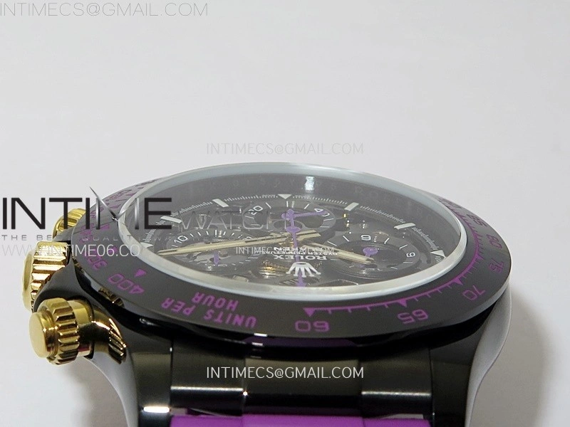 Daytona PVD Ceramic Bezel GETF Best Edition Skeleton Purple Dial on Purple Rubber Strap SA4130