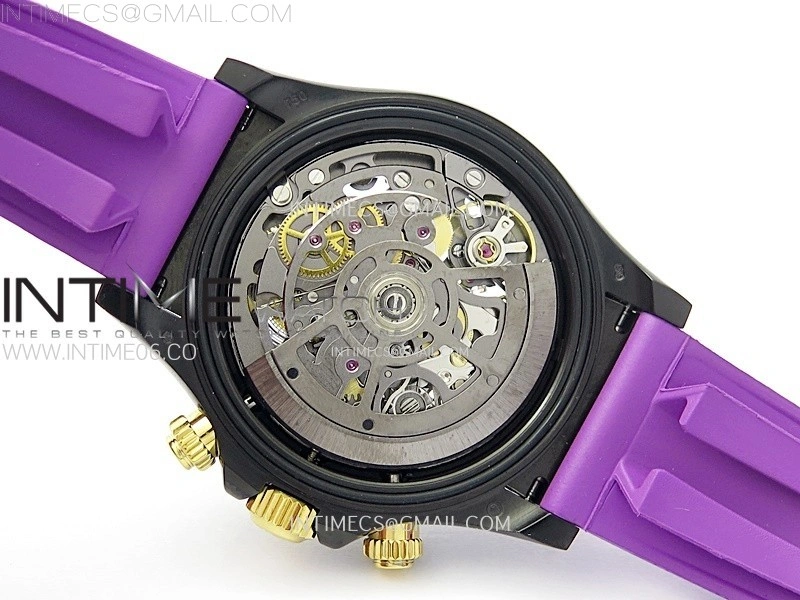 Daytona PVD Ceramic Bezel GETF Best Edition Skeleton Purple Dial on Purple Rubber Strap SA4130