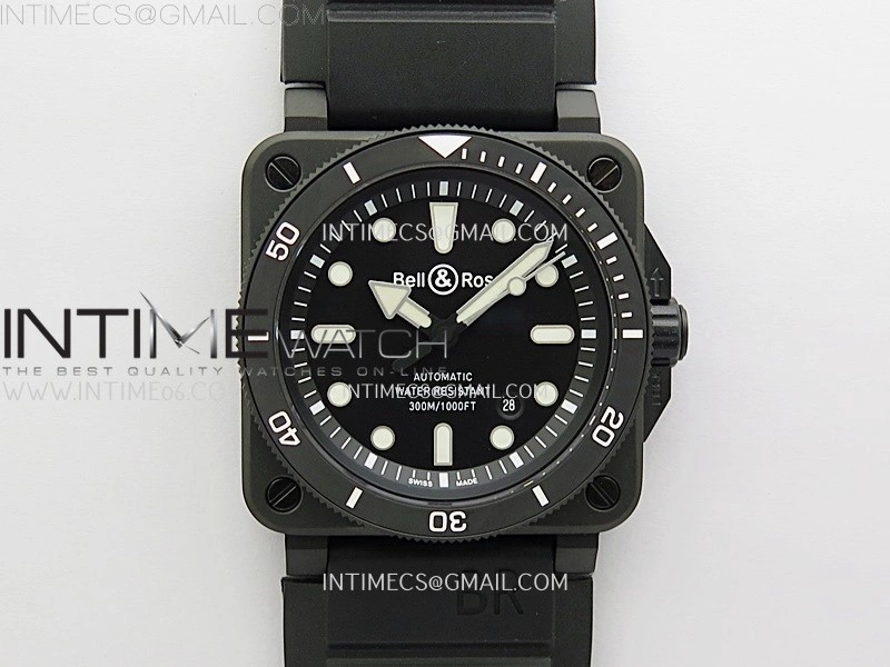 BR 03-92 Diver Black Ceramic Bezel PVD B12 1:1 Best Edition Black Dial on Black Rubber Strap MIYOTA 9015