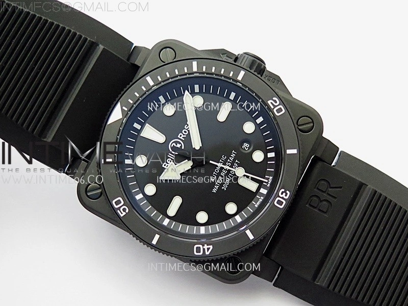 BR 03-92 Diver Black Ceramic Bezel PVD B12 1:1 Best Edition Black Dial on Black Rubber Strap MIYOTA 9015