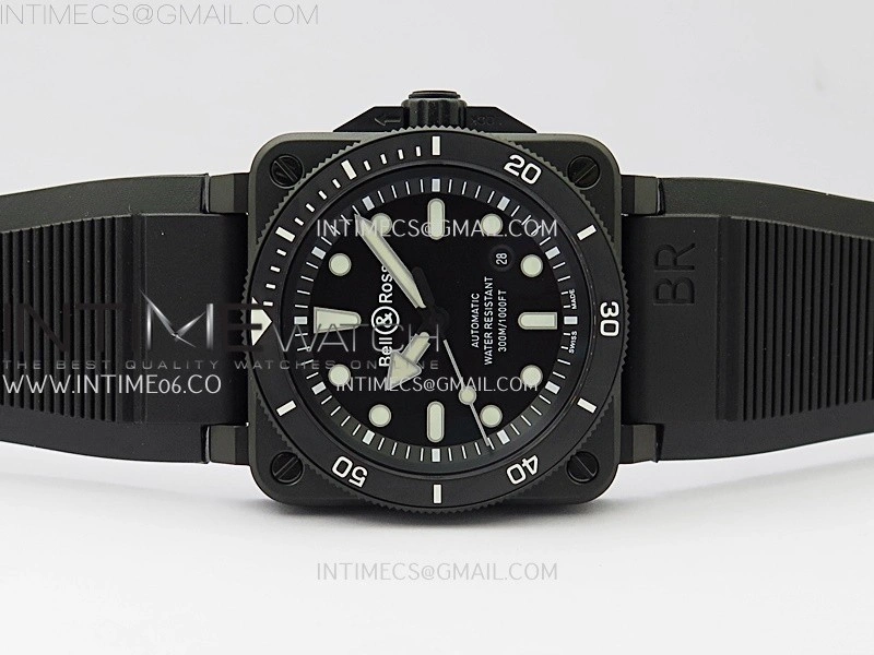 BR 03-92 Diver Black Ceramic Bezel PVD B12 1:1 Best Edition Black Dial on Black Rubber Strap MIYOTA 9015