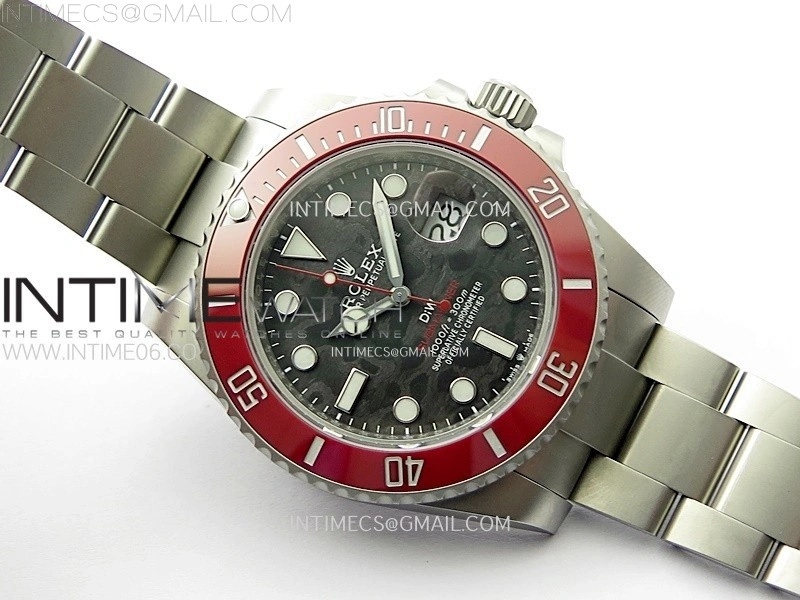 Submariner DIW Red Ceramic Bezel VSF 1:1 Best Edition Black Carbon Dial on Sandblasted Bracelet VS3135