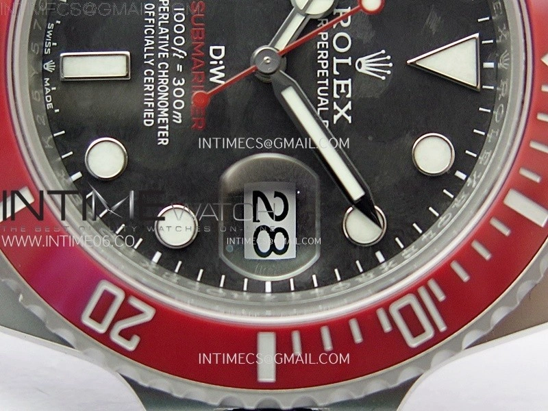 Submariner DIW Red Ceramic Bezel VSF 1:1 Best Edition Black Carbon Dial on Sandblasted Bracelet VS3135