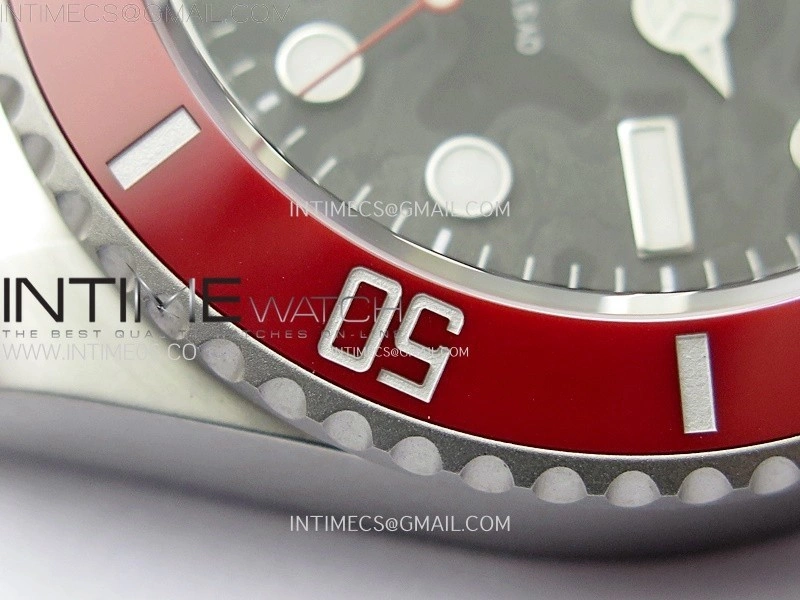 Submariner DIW Red Ceramic Bezel VSF 1:1 Best Edition Black Carbon Dial on Sandblasted Bracelet VS3135