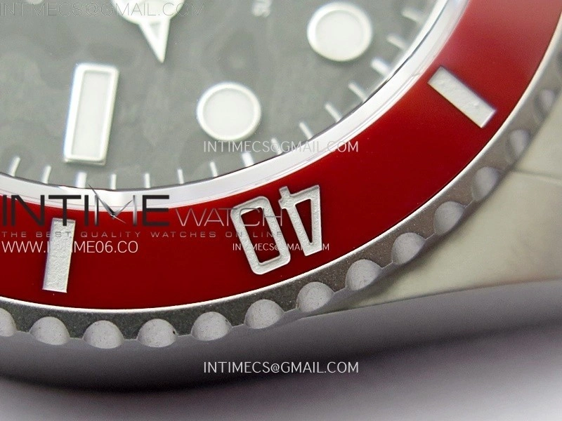 Submariner DIW Red Ceramic Bezel VSF 1:1 Best Edition Black Carbon Dial on Sandblasted Bracelet VS3135