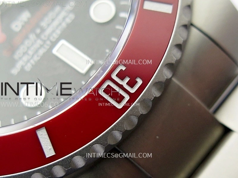 Submariner DIW Red Ceramic Bezel VSF 1:1 Best Edition Black Carbon Dial on Sandblasted Bracelet VS3135