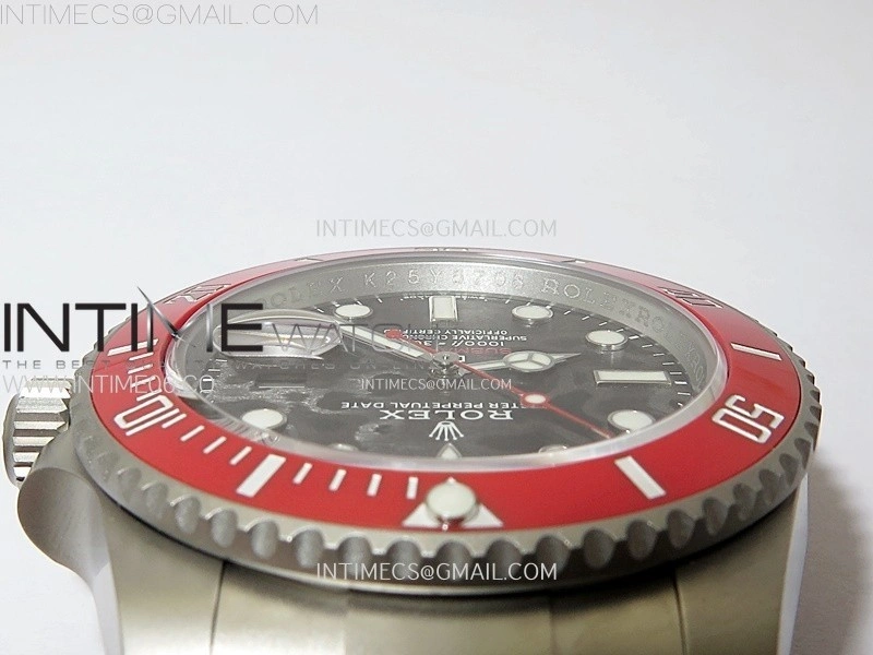 Submariner DIW Red Ceramic Bezel VSF 1:1 Best Edition Black Carbon Dial on Sandblasted Bracelet VS3135