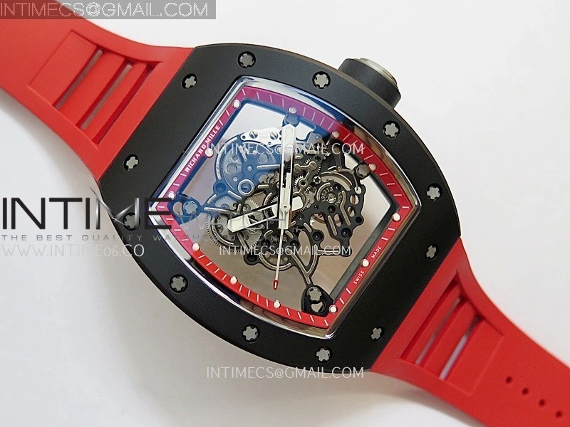 RM055 Black Ceramic Red Inner Bezel APSF 1:1 Best Edition On Red Rubber Strap RMUL2 Super Clone