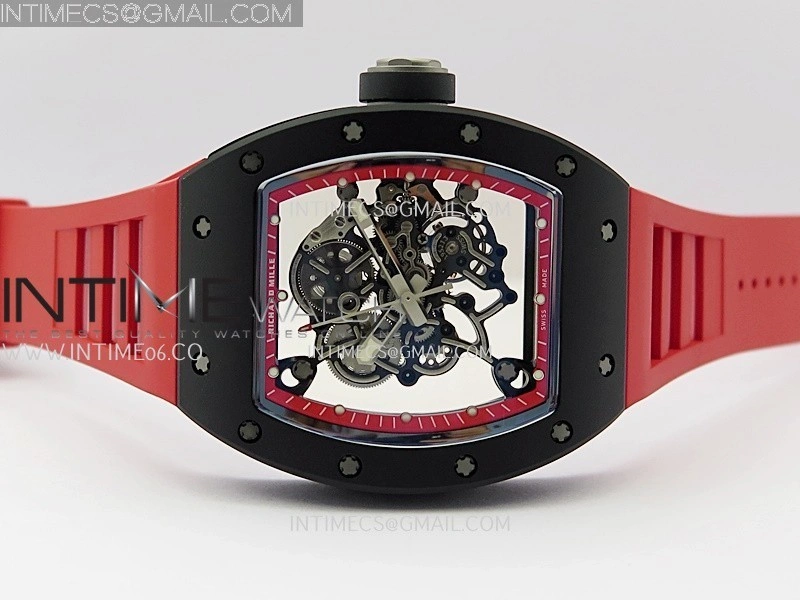 RM055 Black Ceramic Red Inner Bezel APSF 1:1 Best Edition On Red Rubber Strap RMUL2 Super Clone