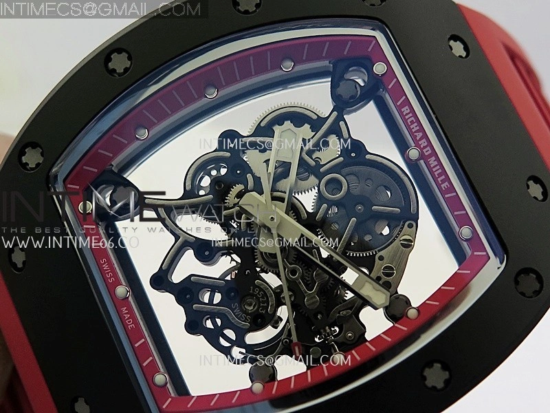 RM055 Black Ceramic Red Inner Bezel APSF 1:1 Best Edition On Red Rubber Strap RMUL2 Super Clone