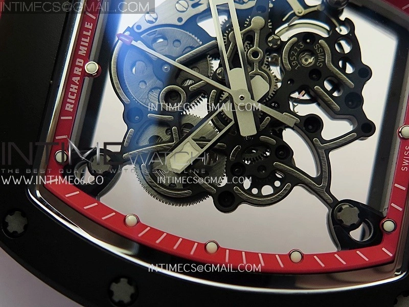 RM055 Black Ceramic Red Inner Bezel APSF 1:1 Best Edition On Red Rubber Strap RMUL2 Super Clone