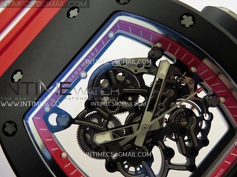 RM055 Black Ceramic Red Inner Bezel APSF 1:1 Best Edition On Red Rubber Strap RMUL2 Super Clone