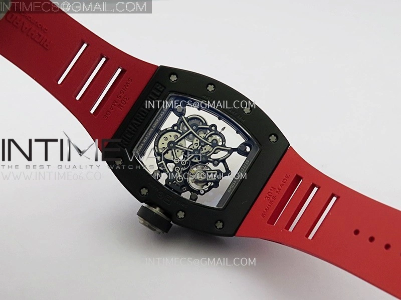 RM055 Black Ceramic Red Inner Bezel APSF 1:1 Best Edition On Red Rubber Strap RMUL2 Super Clone