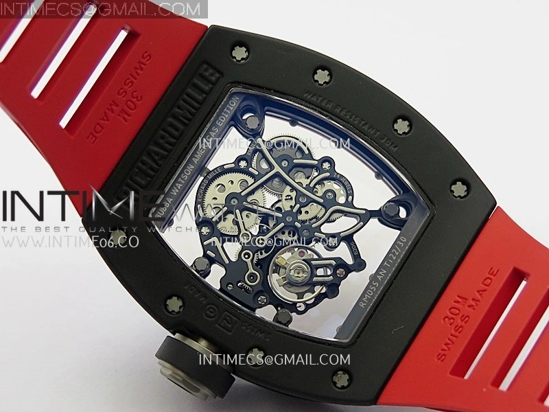 RM055 Black Ceramic Red Inner Bezel APSF 1:1 Best Edition On Red Rubber Strap RMUL2 Super Clone