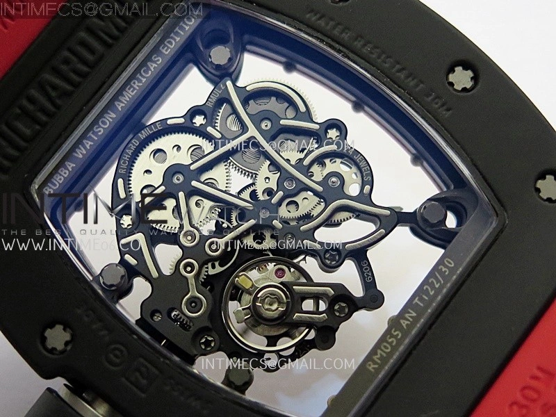 RM055 Black Ceramic Red Inner Bezel APSF 1:1 Best Edition On Red Rubber Strap RMUL2 Super Clone