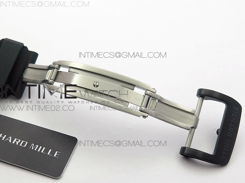 RM011 Carbon Case Chronograph KVF 1:1 Best Edition Ceramic Bezel Skeleton Dial on Black Rubber Strap A7750