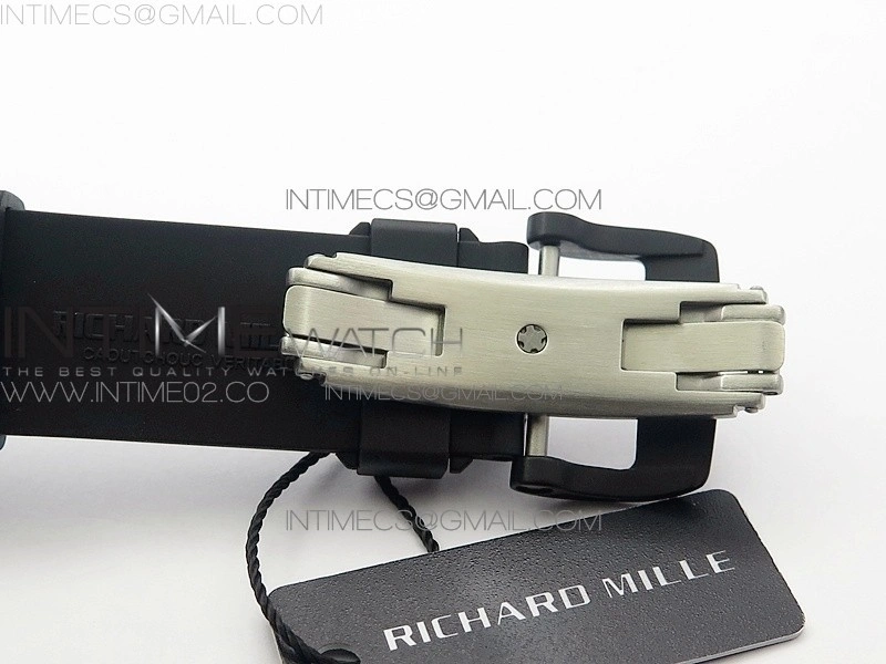 RM011 Carbon Case Chronograph KVF 1:1 Best Edition Ceramic Bezel Skeleton Dial on Black Rubber Strap A7750