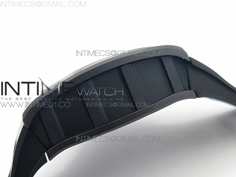 RM011 Ceramic Chronograph KVF 1:1 Best Edition Crystal Skeleton Dial Black on Black Rubber Strap A7750