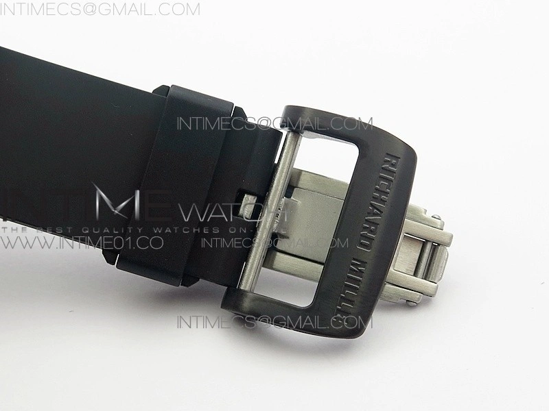 RM011 Ceramic Chronograph KVF 1:1 Best Edition Crystal Skeleton Dial Black on Black Rubber Strap A7750