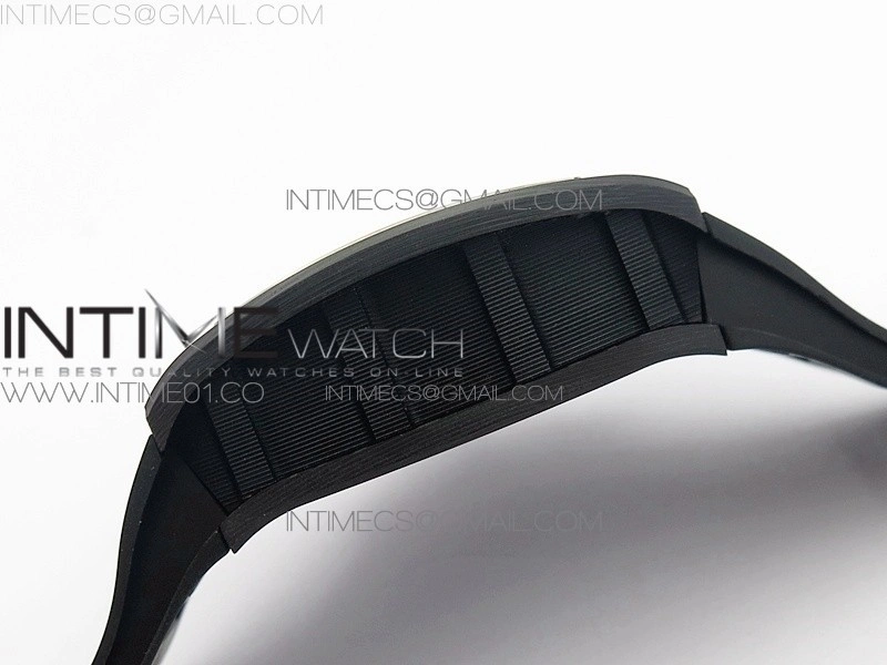 RM011 NTPT Carbon Case Chronograph KVF 1:1 Best Edition Crystal Skeleton Dial White on Black Rubber Strap A7750
