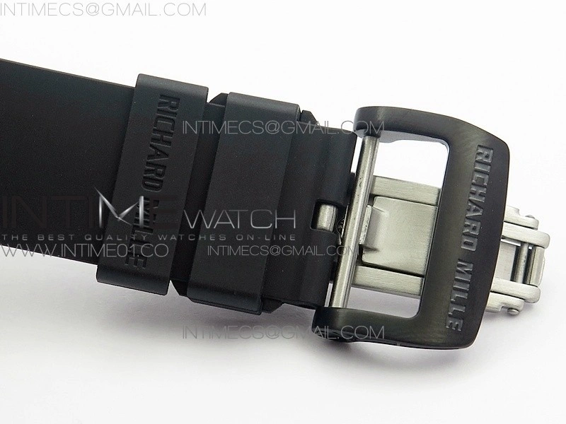 RM011 NTPT Carbon Case Chronograph KVF 1:1 Best Edition Crystal Skeleton Dial White on Black Rubber Strap A7750