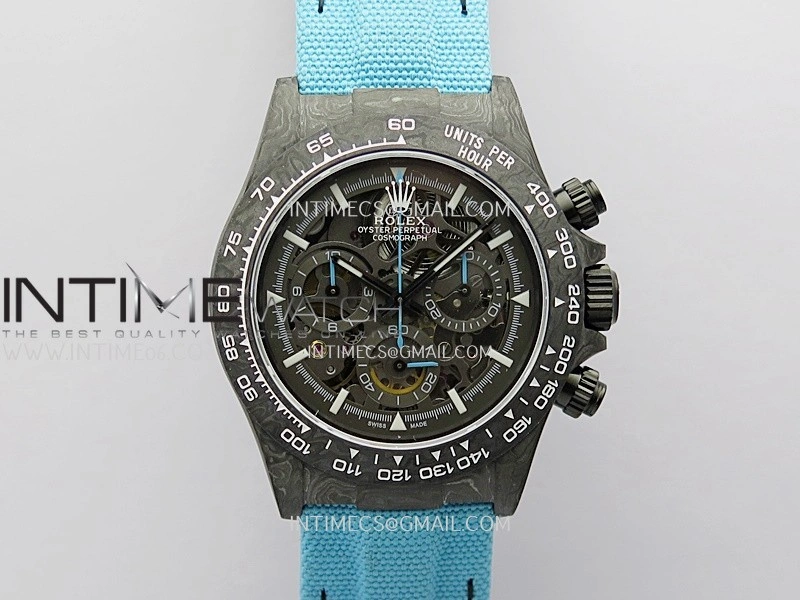Daytona DIW Carbon Blue Second Hand DIWF Best Edition Skeleton Dial On Blue Nylon Strap SA4130