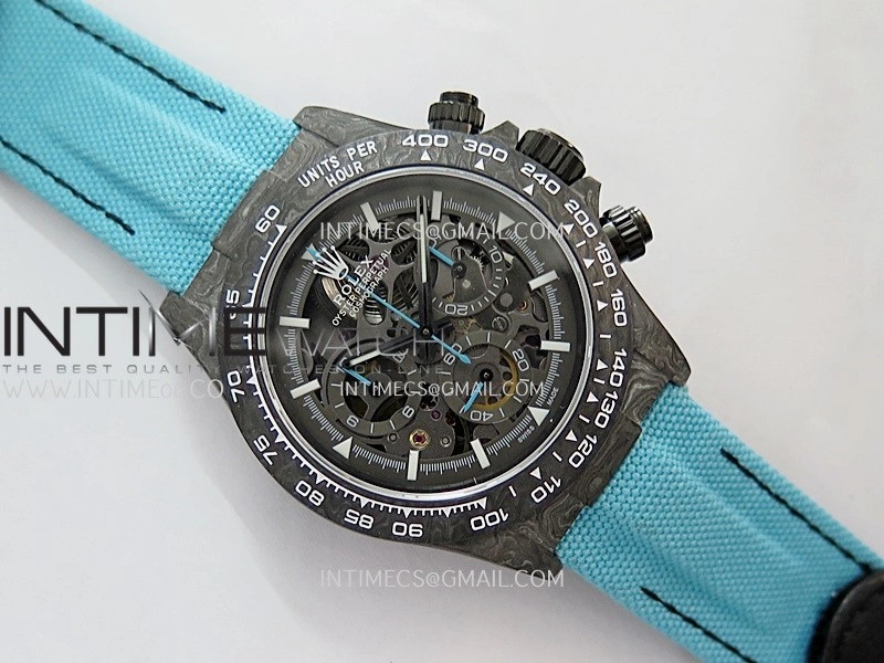Daytona DIW Carbon Blue Second Hand DIWF Best Edition Skeleton Dial On Blue Nylon Strap SA4130