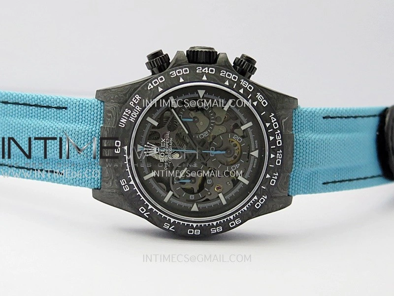 Daytona DIW Carbon Blue Second Hand DIWF Best Edition Skeleton Dial On Blue Nylon Strap SA4130