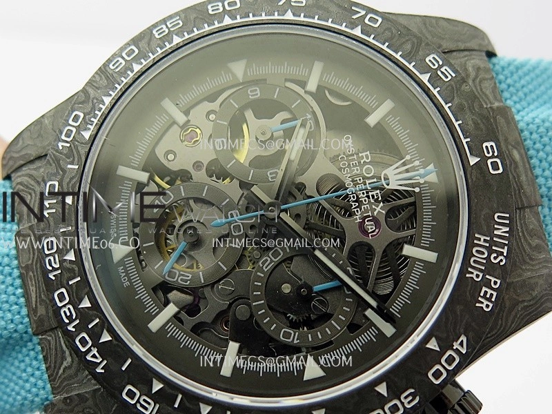 Daytona DIW Carbon Blue Second Hand DIWF Best Edition Skeleton Dial On Blue Nylon Strap SA4130